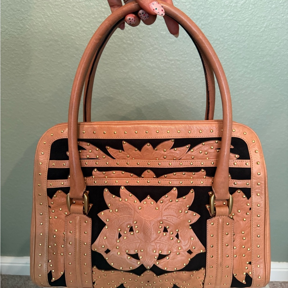 Rare Vintage Gucci with leather applique and gold studs